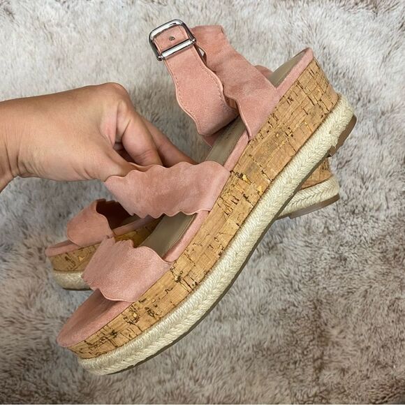 Marc Fisher Fayme Platform Scallop Sandals Women's Shoes In Coraline Women’s 7 - Picture 3 of 7